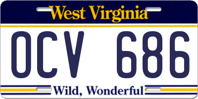 WV license plate OCV686