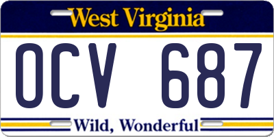 WV license plate OCV687