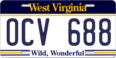 WV license plate OCV688