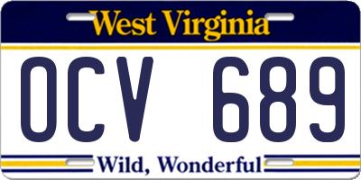 WV license plate OCV689