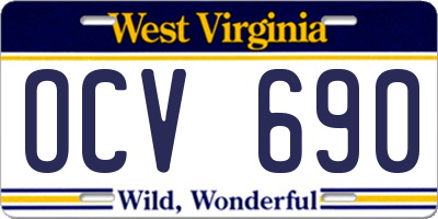 WV license plate OCV690