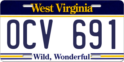 WV license plate OCV691
