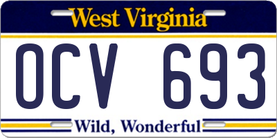 WV license plate OCV693