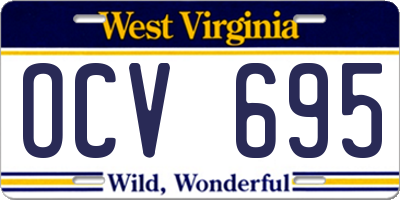WV license plate OCV695