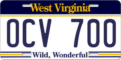 WV license plate OCV700