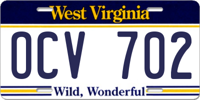 WV license plate OCV702