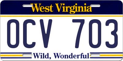 WV license plate OCV703