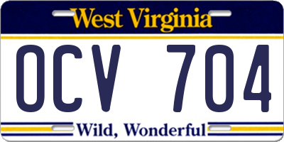 WV license plate OCV704