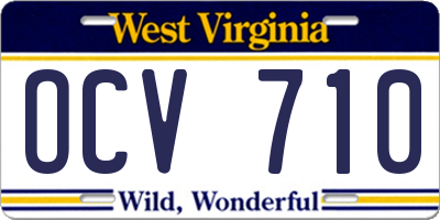 WV license plate OCV710