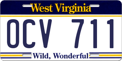 WV license plate OCV711