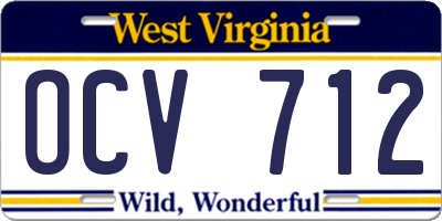 WV license plate OCV712