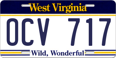 WV license plate OCV717