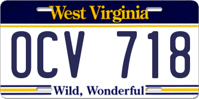 WV license plate OCV718