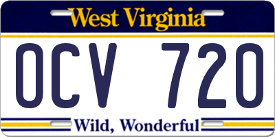 WV license plate OCV720