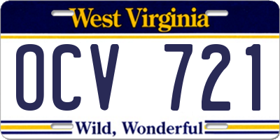 WV license plate OCV721