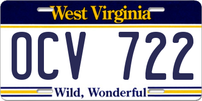 WV license plate OCV722