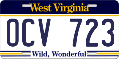 WV license plate OCV723