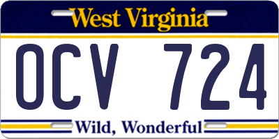 WV license plate OCV724