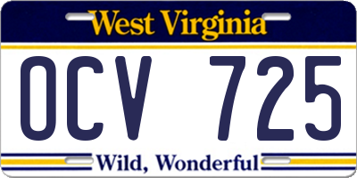 WV license plate OCV725