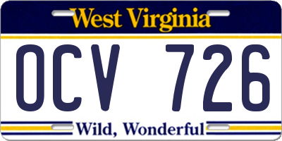 WV license plate OCV726