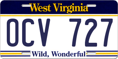 WV license plate OCV727