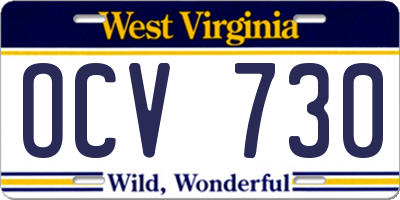WV license plate OCV730