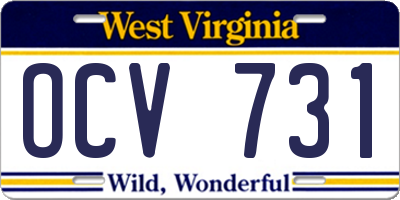 WV license plate OCV731