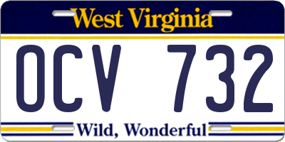 WV license plate OCV732