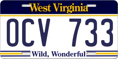 WV license plate OCV733