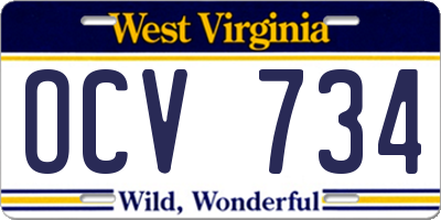 WV license plate OCV734