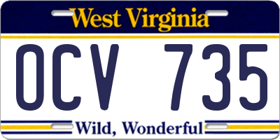 WV license plate OCV735