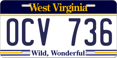 WV license plate OCV736