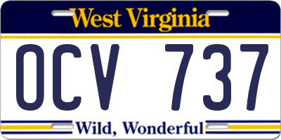 WV license plate OCV737