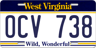 WV license plate OCV738
