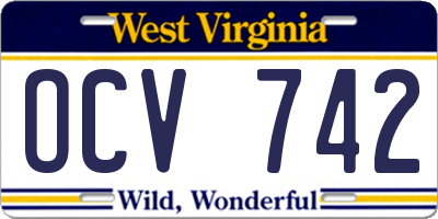 WV license plate OCV742