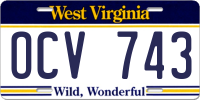 WV license plate OCV743