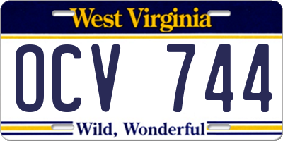 WV license plate OCV744