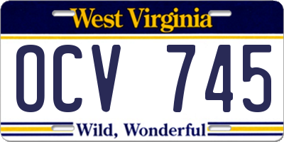 WV license plate OCV745
