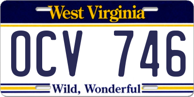 WV license plate OCV746