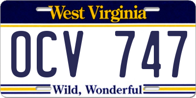WV license plate OCV747