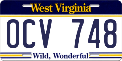 WV license plate OCV748