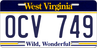 WV license plate OCV749
