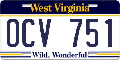 WV license plate OCV751