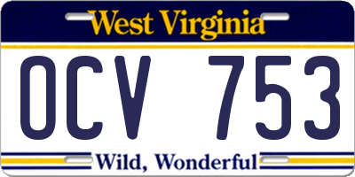 WV license plate OCV753