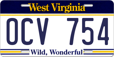 WV license plate OCV754
