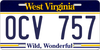 WV license plate OCV757