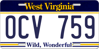 WV license plate OCV759