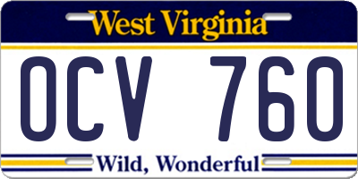 WV license plate OCV760