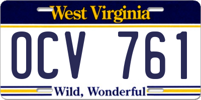 WV license plate OCV761