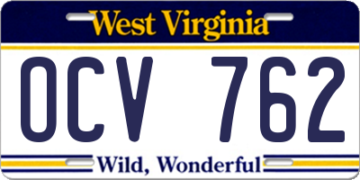 WV license plate OCV762
